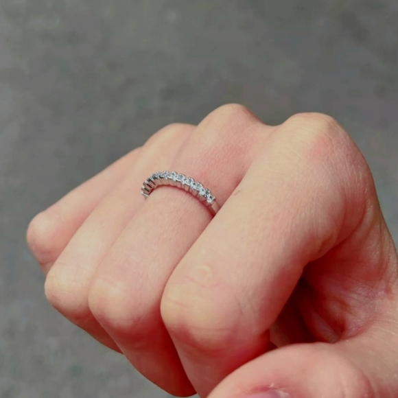 Silver Cubic Zirconia Half-Eternity Ring/Band - Picture 3 of 6